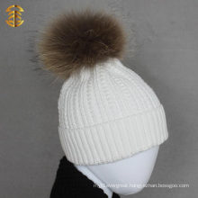 Hot Sale Child Winter Beanies Knitted Hat with Fur Pom Pom